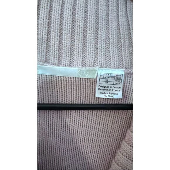 R Womens Chunky Knit V Neck Single Button Cardigan Sweater Mauve Pink Size 14-16 - Picture 4 of 12